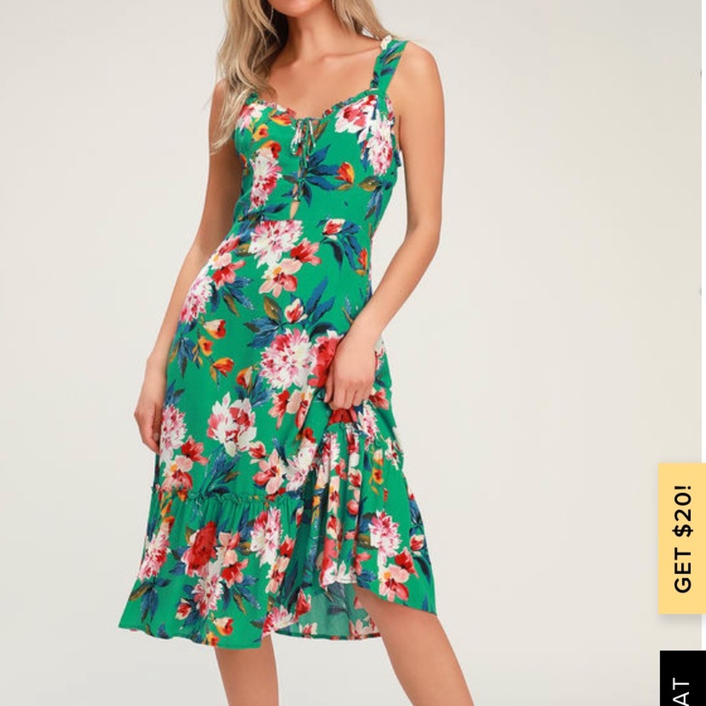 Green floral dress from Lulus